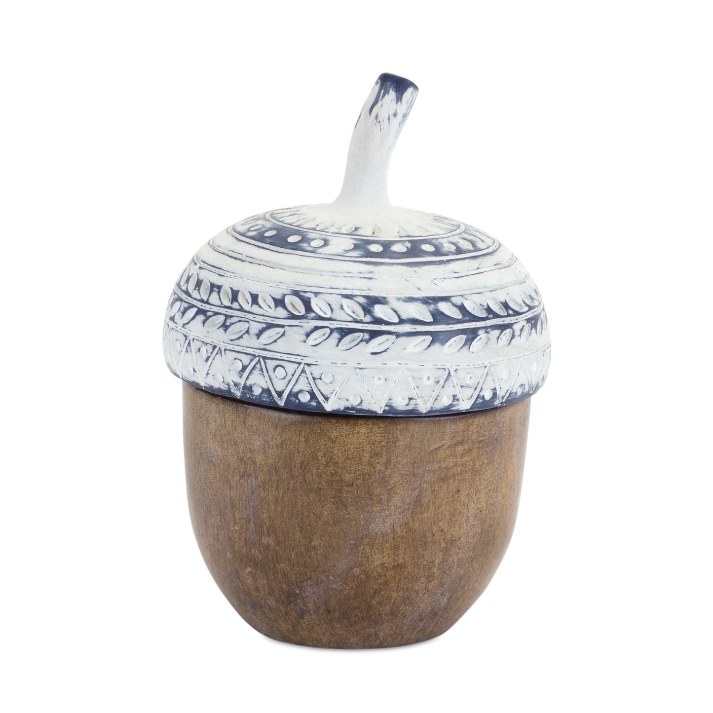 Acorn Box with White Distressed Lid